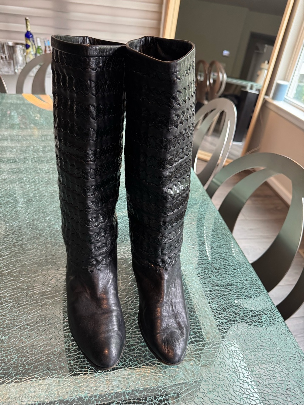 Delman Women's Black‎ Tall Leather Boots 9 M